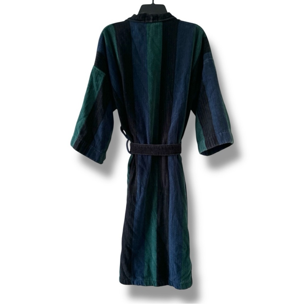Vintage 80s/90s Claybrooke Green Blue Thick Terrycloth Robe Unisex One Size Bath - Picture 2 of 16